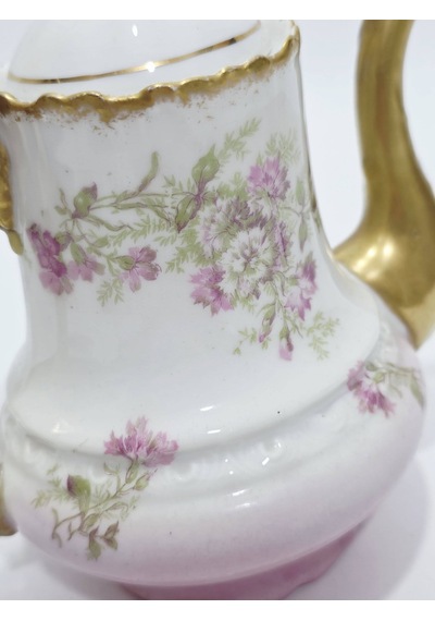Limoges Çiçek Desenli Porselen Çay Kahve Demliği Çok Renkli