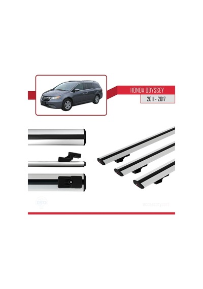Honda Odyssey 2011-2017 Arası İle Uyumlu Basic Model Ara Atkı Tavan Barı Gri 3 Adet