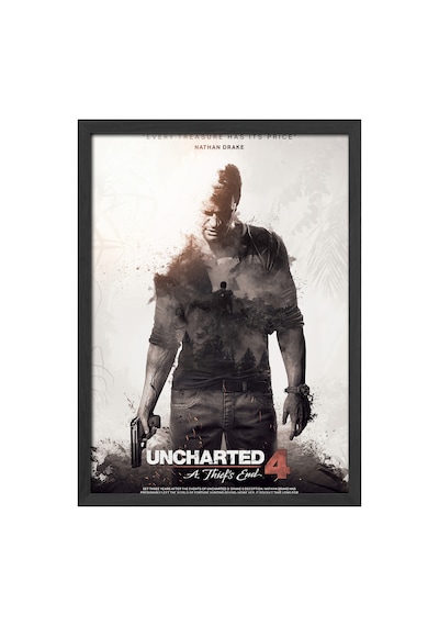 Uncharted Siyah Ahşap Çerçeveli Poster, Dekoratif Oyun Duvar Tablosu