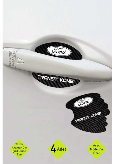 Ford Transit Kombi Modeline Özel 4 Adet Karbon Desenli Çizik Önleyici Kapı İçi Folyo Takımı Transit Kombi Yazılı 4 Adet