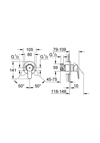 Grohe Bauedge Ankastre Duş Bataryası - 29040000 Krom