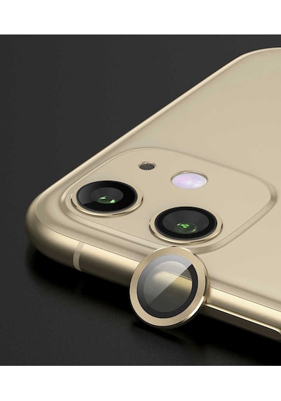 Noktaks - Apple Uyumlu iPhone 11 - Kamera Lens Koruyucu Cl-07 - Gold - T21666 Gold