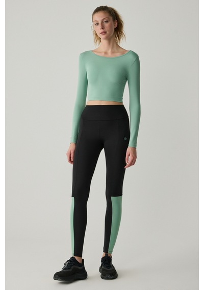 Urban Beat Marıon Kadın Geniş Yaka Uzun Kollu Sportwear Yeşil Büstiyer Yeşil