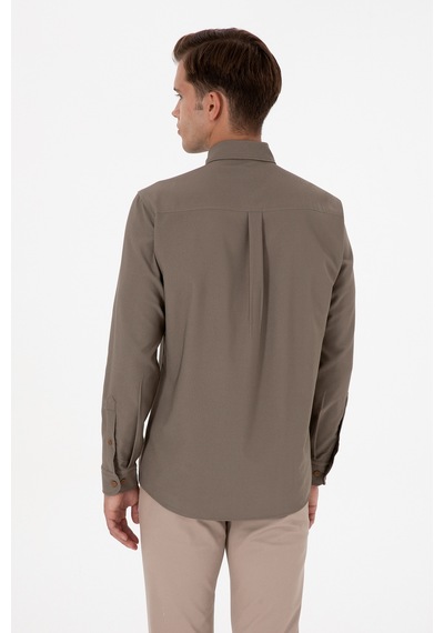 U.s. Polo Assn. Erkek Haki Gömlek Desenli 50316655-vr027 Haki