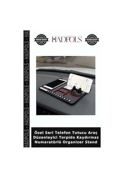 Özel Seri Telefon Tutucu Araç Düzenleyici Torpido Kaydırmaz Numaratörlü Organizer Stand