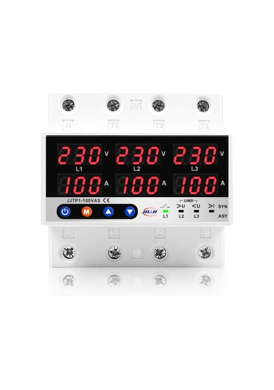 Jıujı Ev Tipi 100a Trifaz Gerilim Ve Akım Koruma Rölesi Voltaj Koruyucu 3 Fazlı - Ayrışık Faz Koruma