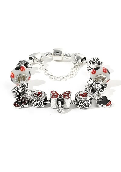 Mickey Minnie Mouse Red Temalı Charmlı Bileklik