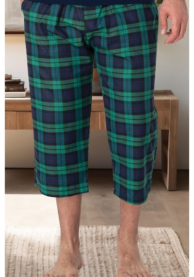 Mecit Pijama Mecit 3008 Yeşil Ekoseli Erkek Capri Alt Pijama Yeşil
