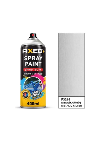Sgs Fixed F3214 Akrilik Sprey Boya Metalik Gümüş Efekt 400 Ml Sılver Metalik Gri 400 Ml