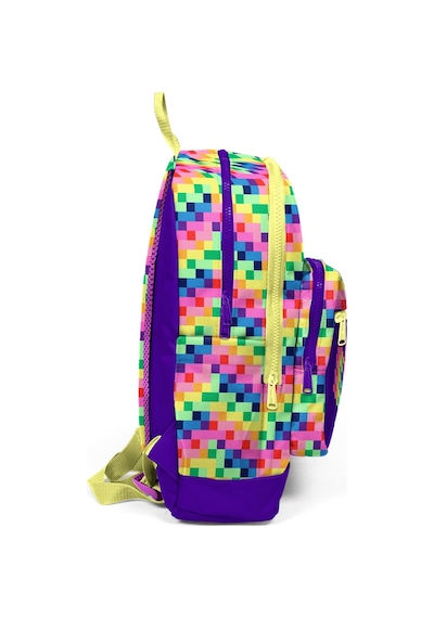 Coral High Kız Çocuk Mor Piksel Kalp Desenli İlkokul Sırt Çantası Dört Bölme 33208