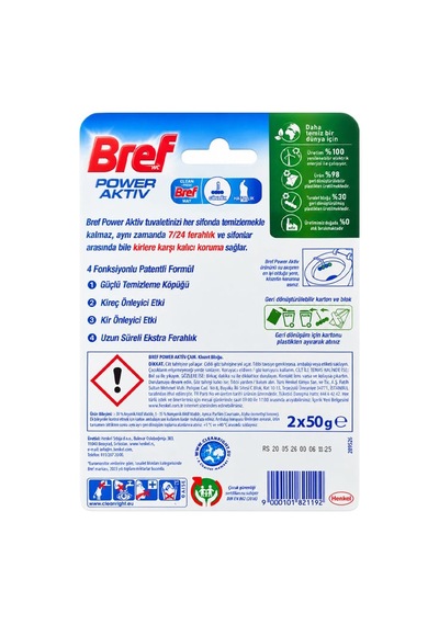 Bref Power Aktiv Klozet Blok Çam Kokulu 50gr X 2'li Paket 10'li Paket