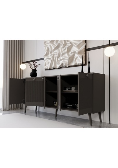 Melura Konsol 180 Cm %100 Mdf Lake Ahşap Ayaklı Gri