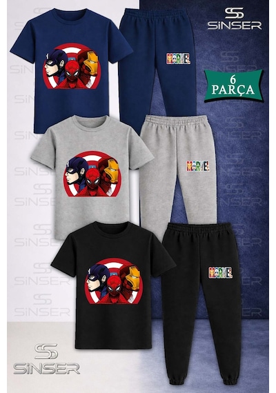 Ss Sinser Çocuk Marvel 3lu Kalkan Icınde 3lü Tişort Eşofman Takımı Çok Renkli