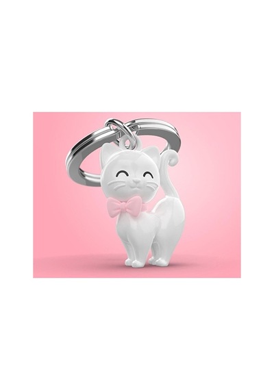 2 Adet Metalmorphose Beyaz Kedi Anahtarlık Mtm341-01