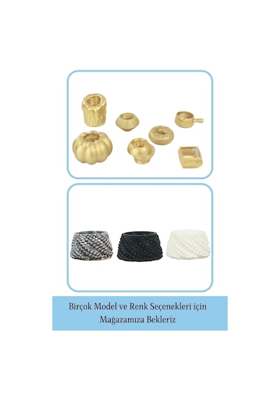 Mumluk Şamdan 3 Adet Tealight Ve İnce Mum Uyumlu Ejderha Yumurtası Model - Altın
