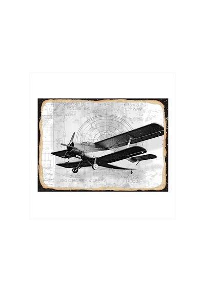 Bedeko Tek Motorlu Uçak Art Mdf Tablo 35 Cm X 50 Cm