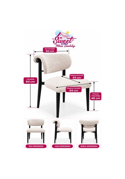 4 Adet Armis Metal Sandalye Cafe,restaurant,mutfak,salon,yemek Odası Sandalyesi Siyah
