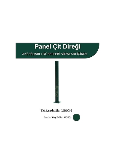 Profil Direk 150 Cm - Çim Çit Direği Panel Çit Direği