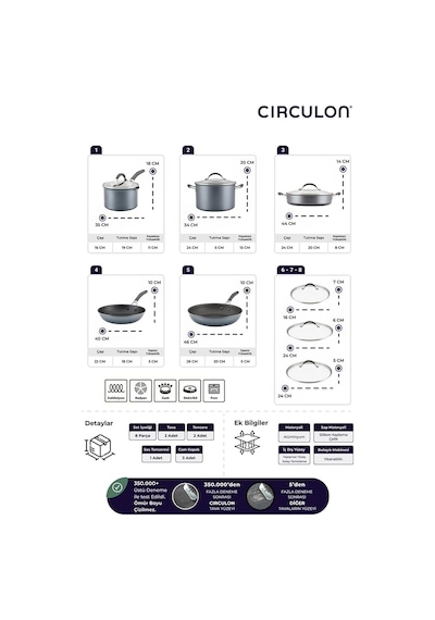Circulon 8 Parça Tencere & Tava Seti Çok Renkli