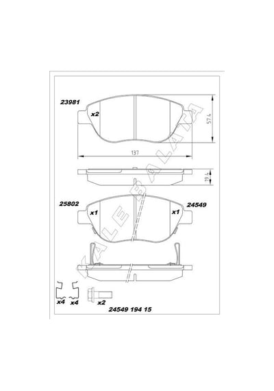 Ön Balata Corsa D Büyük Tip 1.3 Cdtı 07/06 Fıat 500l 12 0.9t 1.4 1.3d Mtj 1.6d Mtj 96433609