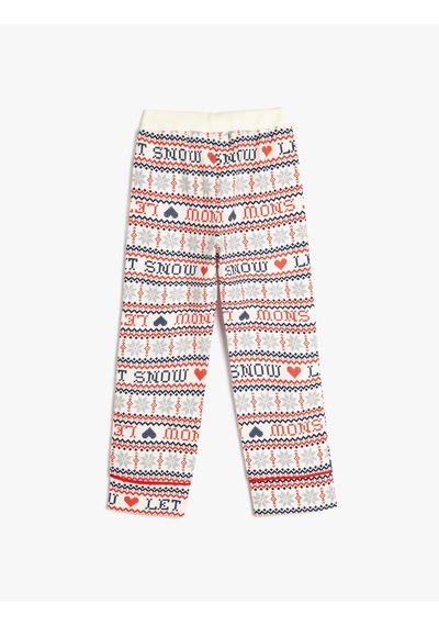 Koton Yılbaşı Desenli Beli Lastikli Pamuklu Pijama Altı Kırmızı Desenli 5wlk50029mw