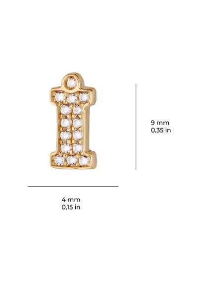 Goldkupe 14 Ayar Altın Taşlı İ Harf Küpe 0,49 Gr-6307