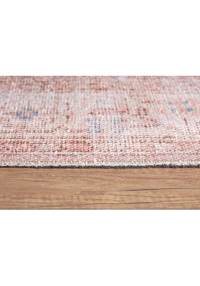 Solgun Yanık Turuncu Ve Pudra Eskitme Vintage Halı - Al185ou Pudra Pembe