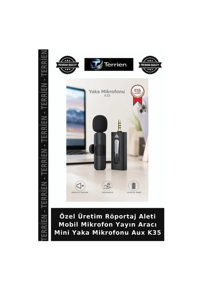 Özel Üretim Röportaj Aleti Mobil Mikrofon Yayın Aracı Mini Yaka Mikrofonu Aux K35
