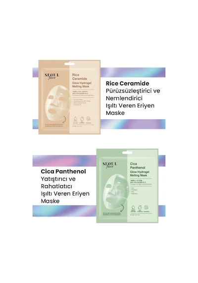 Dermal Pirinç Ve Cica Glow Nemlendirici Yatıştırıcı Eriyen Maske Seti Kore Maske Seti 34 Gr.