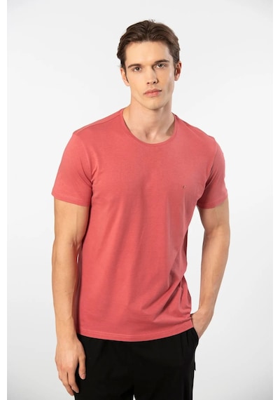 Cacharel 2169 Erkek Modal Pamuk Bisiklet Yaka Kısa Kollu T-shirt-mercan MERCAN