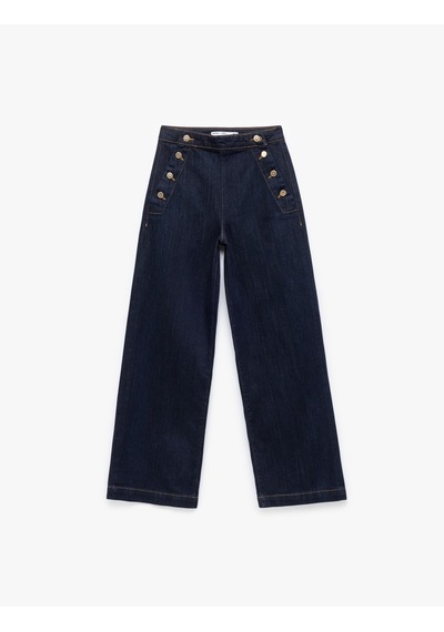 Koton Düğme Detaylı Standart Bel Geniş Paça Jean Pantolon - Wide Leg Jeans Koyu İndigo 5sal40241md Koton Düğme Detaylı Standart Bel Geniş Paça Jean Pantolon - Wide Leg Jeans Koyu İndigo 5sal40241md