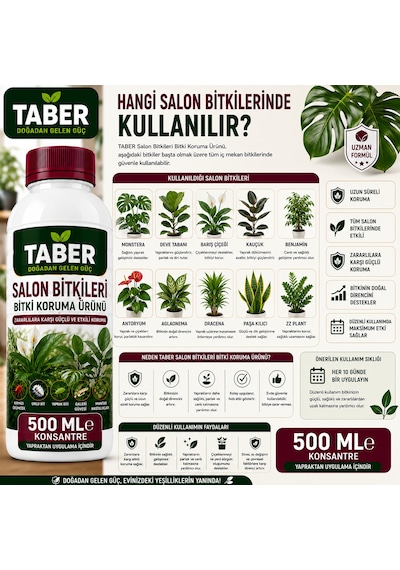 Taber Salon Bitkileri Bitki Bakım Ürünü 500 Ml Konsantre İç Mekân Bitkileri İçin Yapraktan Uygulama Diğer