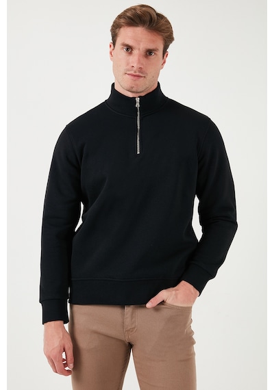 Buratti Pamuklu Regular Fit Yarım Fermuarlı Dik Yaka Erkek Sweat 59052592 Siyah