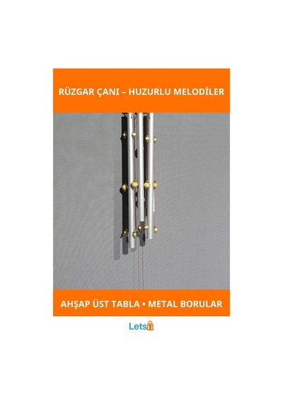 Boncuklu Metal Rüzgar Çanı Ahşap Dekoratif 1 Adet 1 Adet