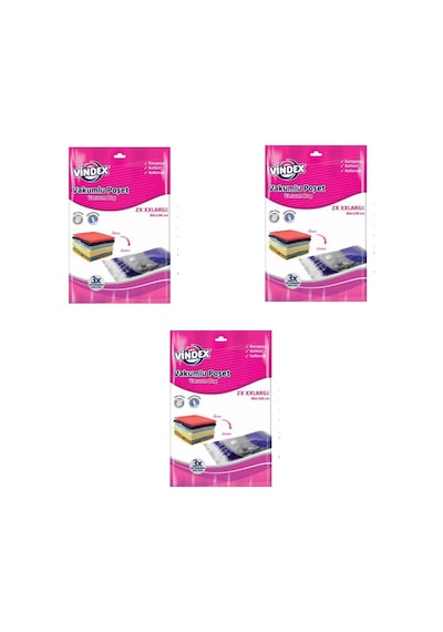 Vindex Vakumlu Giyisi Yastık Yorgan Saklama Torbası Poşeti Hurç - Xx Large -80x100 Cm. -2'li 3 Paket Diğer