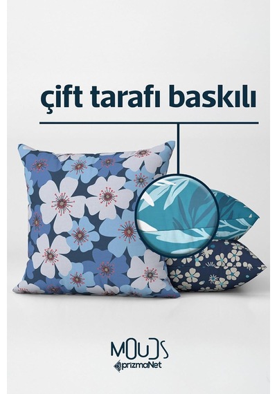 Tr 4'lü Desenli Kırlent Kılıfı Su Geçirmez Silinebilir Dijital Baskılı Bahçe Dekorasyon Set12 Diğer