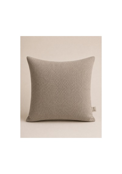 Dokulu Dekoratif Kırlent Kılıfı Grej 43x43 Cm Modern Tasarım Bej