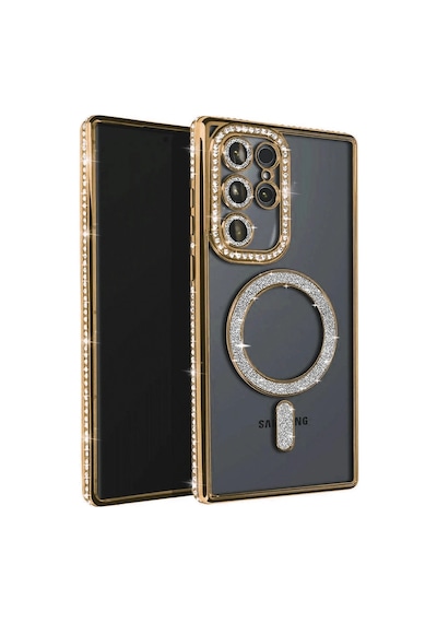 Samsung Uyumlu Galaxy S23 Ultra Joke Simli Magneticsafe Kılıf Altın