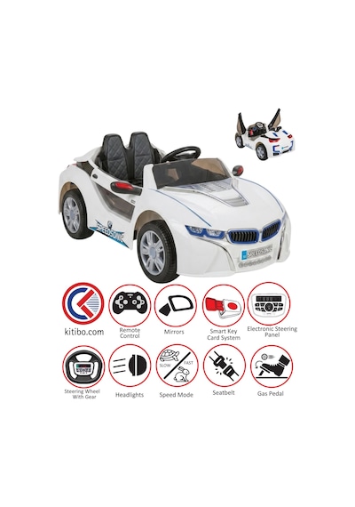 Pilsan Speed Sonic Akülü Araba 12 Volt Kumandalı Beyaz Beyaz - Mavi