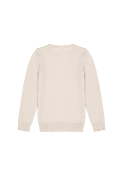 U.S. Polo Assn. Kız Çocuk Hardal Basic Bisiklet Yaka Kazak 50275851-vr072 Beyaz
