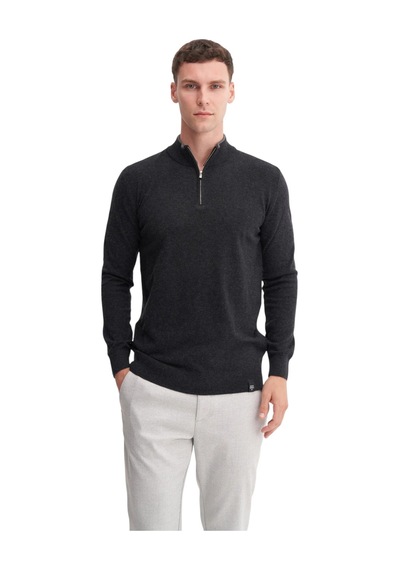 Cazador Premium Courspoun Slim Fit Yarım Balıkçı Kazak-33250 Siyah