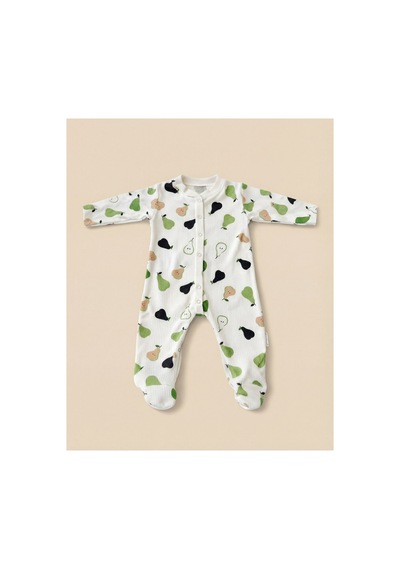 Minory Baby - Patikli Bebek Tulumu Armut Motifli Çok Renkli Çok Renkli