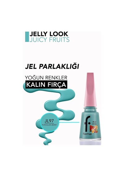 Flormar Juicy Fruits Jelly Look Yüksek Pigmentli & Parlak Bitişli Jel Görünümlü Oje 3Jl97 Porcelain Berry