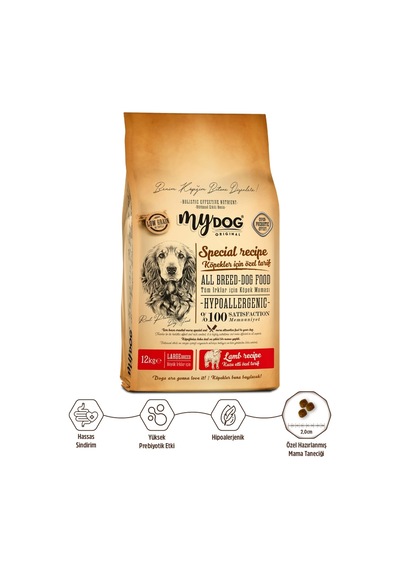 Mydog Az Tahıllı Kuzu Etli Büyük Irklar İçin Köpek Maması 12kg
