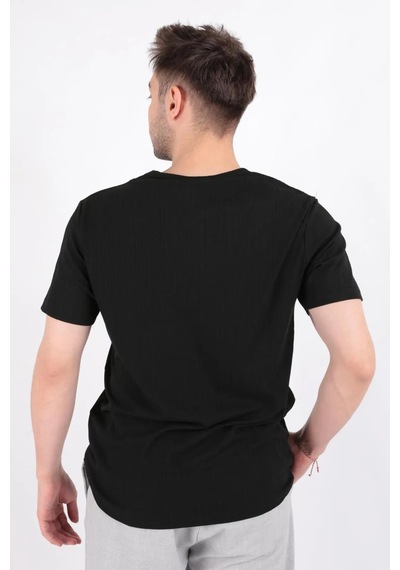 Cazador B.yaka K.kol Erkek T-shirt 4153 Siyah 001