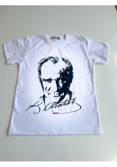 Gala Atatürk Baskılı Çocuk Tişört Beyaz