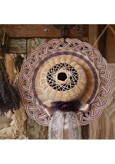 Handanrattan El Örgüsü Rattan Hasır Şapka Duvar Dekoru 40 Cm 40 Cm Çap
