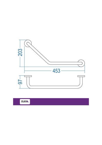 Açılı Küvet Tutamağı 45cm Ø19 Ss 304 Paslanmaz Parlak Metal