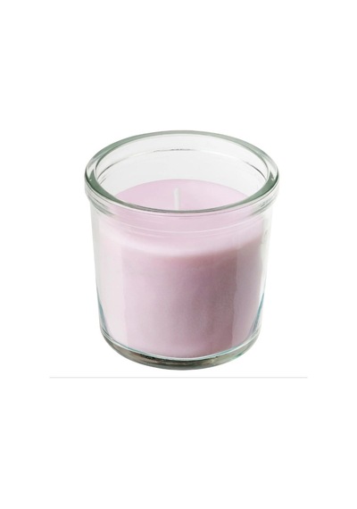 Ikea Lugnare Cam Kaplı Kokulu Mum 7,5 X 7 Cm Yasemin Pembe