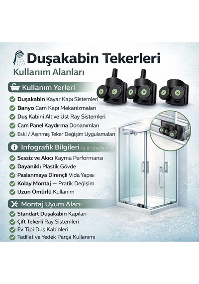 Duşakabin Tekerlek Seti 4 Adet 2 Üst + 2 Alt 2x2 Sistem Uyumlu Kayar Cam Kapı Ray Tekerleri, Evrensel Yedek Parça, Sessiz Ve Akıcı Kayma Performansı, Paslanmaya Dayanıklı Açık Siyah Duşakabin Tekerlek Seti 4 Adet 2 Üst + 2 Alt 2x2 Sistem Uyumlu Kayar Cam Kapı Ray Tekerleri, Evrensel Yedek Parça, Sessiz Ve Akıcı Kayma Performansı, Paslanmaya Dayanıklı Açık Siyah